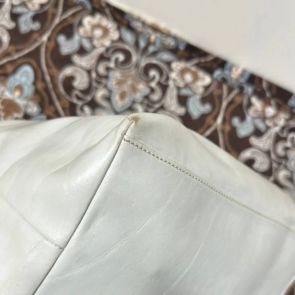 Dooney & Bourke White and Brown Satchel with Leather Accents